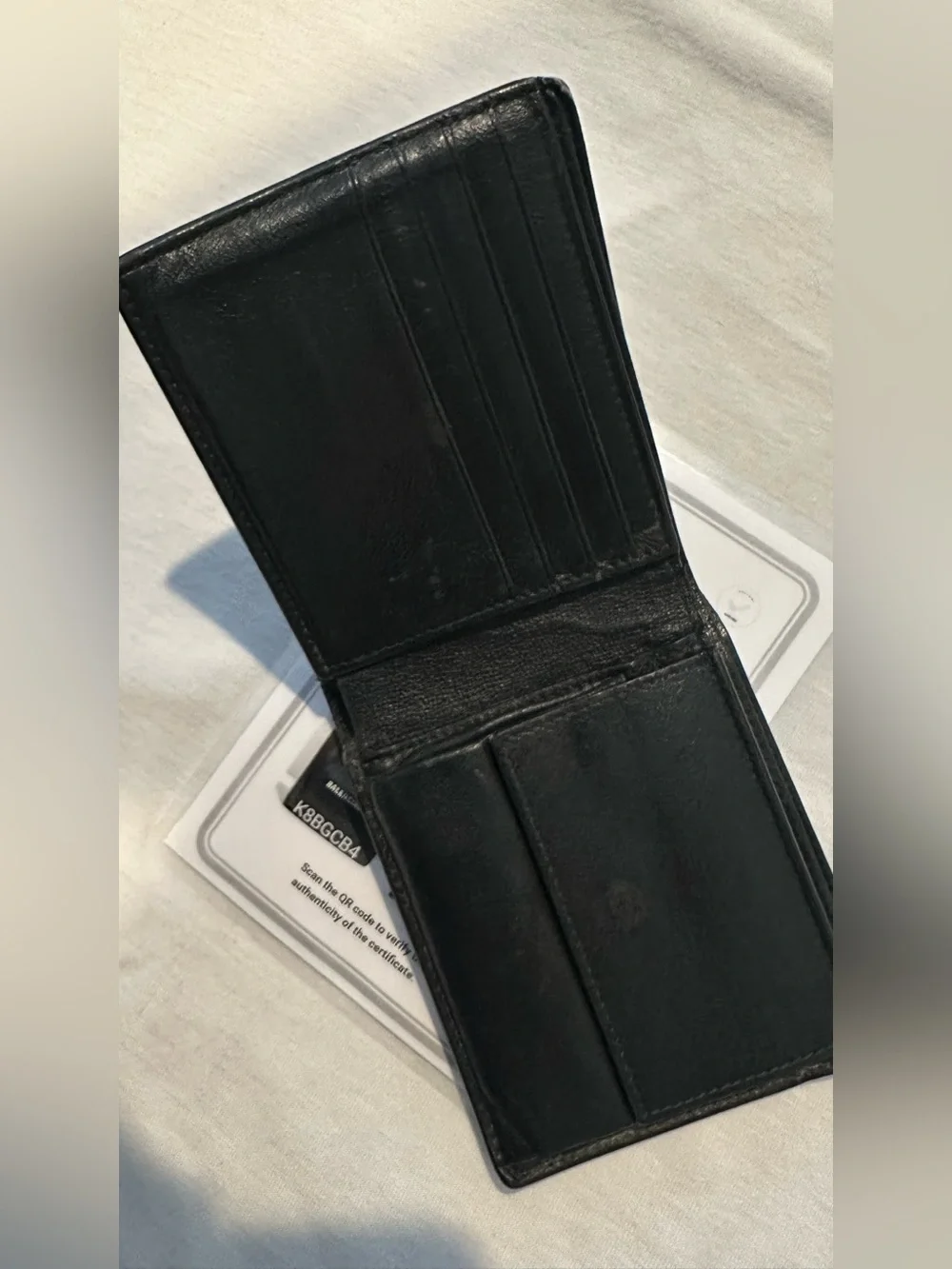 Balenciaga Black Leather Card & Key Holder with White Logo